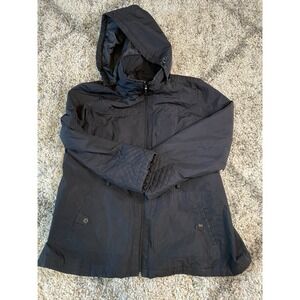 Weather Tamer Women's Hooded Jacket RN‎ 15101 Black Quilted Rain Coat Size XL